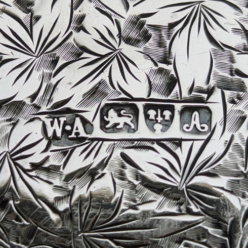 1901 British antique sterling silver double door card case 103g William Aitken