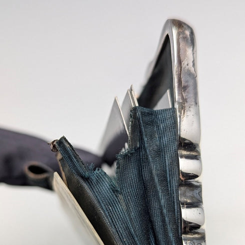 1901 British antique sterling silver double door card case 103g William Aitken