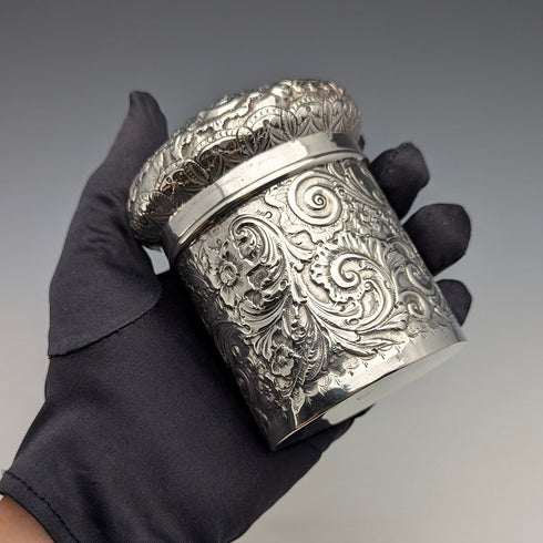 1893 British Antique Sterling Silver Tea Caddy 116g Hayes Brothers