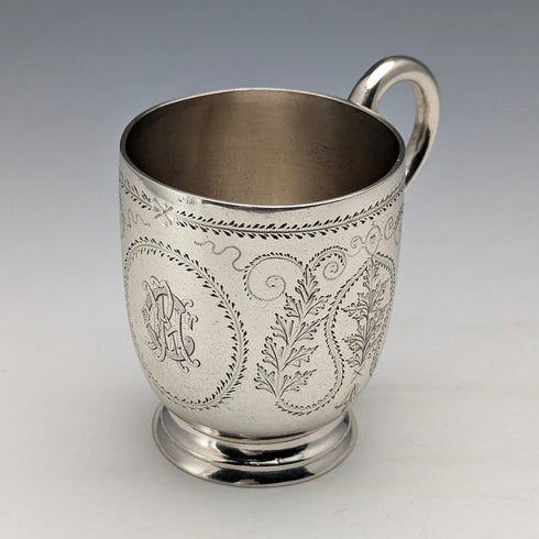 1868 British antique sterling silver mug 135g Arthur Sibley