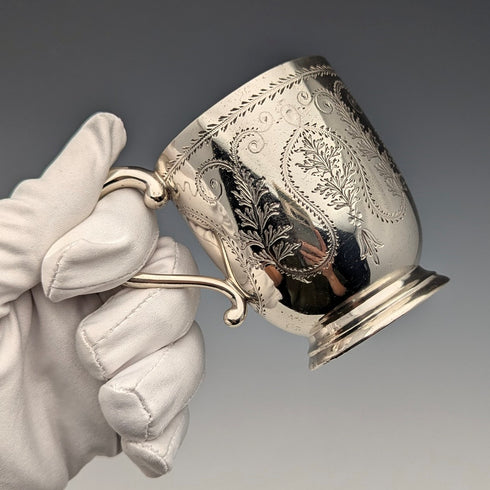 1868 British antique sterling silver mug 135g Arthur Sibley