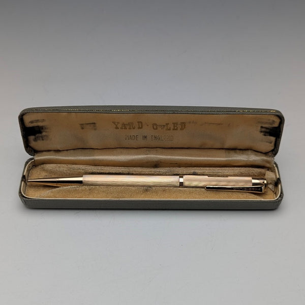British Vintage Yard O' Red Rolled Gold Propelled Pencil in Case
