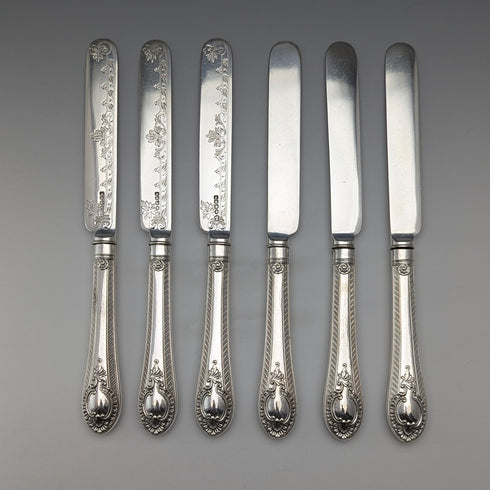 Late 19th Century British Antique Silver Plate Cutlery Set of 6 Pairs Barker Brothers