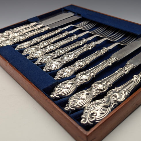 1882年 英国アンティーク シルバープレート カトラリー6ペアセット Elkington