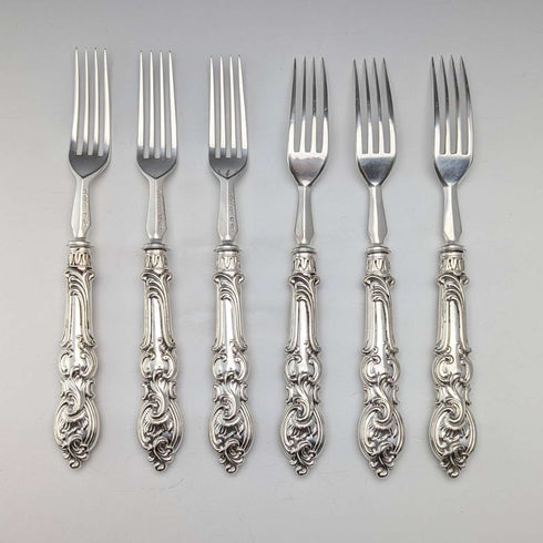 1882 British Antique Silver Plate Cutlery Set of 6 Pairs Elkington