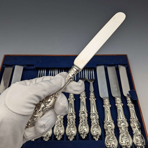 1882 British Antique Silver Plate Cutlery Set of 6 Pairs Elkington