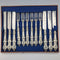 1882 British Antique Silver Plate Cutlery Set of 6 Pairs with Carved Blades, Elkington