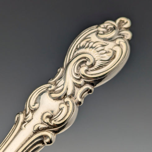 1882 British Antique Silver Plate Cutlery Set of 6 Pairs with Carved Blades, Elkington