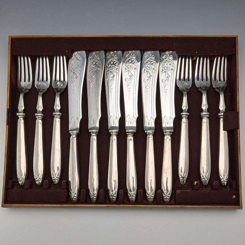 Circa 1900 British Antique 800 Silver Handle Cutlery Set of 6 by Mappin & Webb
