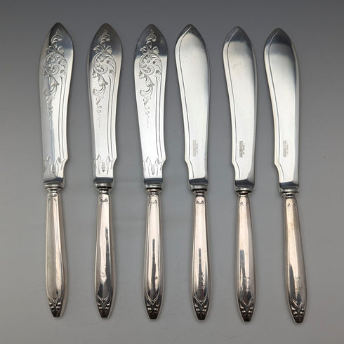 Circa 1900 British Antique 800 Silver Handle Cutlery Set of 6 by Mappin & Webb