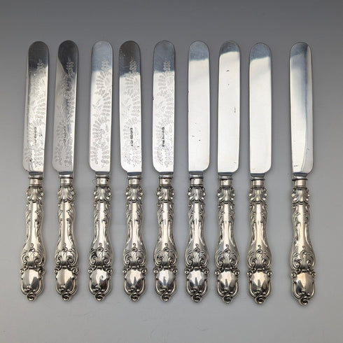 Late 19th Century British Antique Silver Plate Cutlery Set of 9 Pairs Martin & Hall