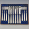 Circa 1870 British antique pure silver fish cutlery set of 6 pairs, total weight 624g, John Gilbert