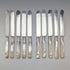 Circa 1881 British antique white mother-of-pearl handle dessert cutlery set of 10 pairs in wooden box