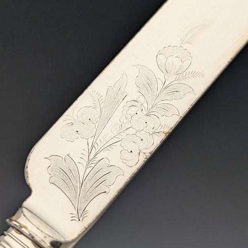 約 1890 年英國古董白色珍珠手柄甜點餐具 10 對套裝木盒裝