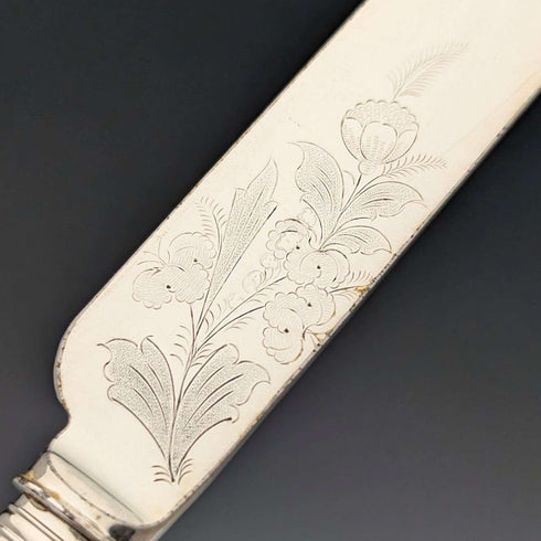 1890 British antique white mother-of-pearl handle dessert cutlery set of 10 in wooden box