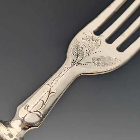 約 1890 年英國古董白色珍珠手柄甜點餐具 10 對套裝木盒裝