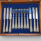 Circa 1890 British antique pure silver cutlery set of 6 pairs, total weight 655g, John Aldwinckle & Thomas Slater, wooden box