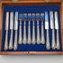 Circa 1890 British antique pure silver cutlery set of 6 pairs, total weight 655g, John Aldwinckle & Thomas Slater, wooden box
