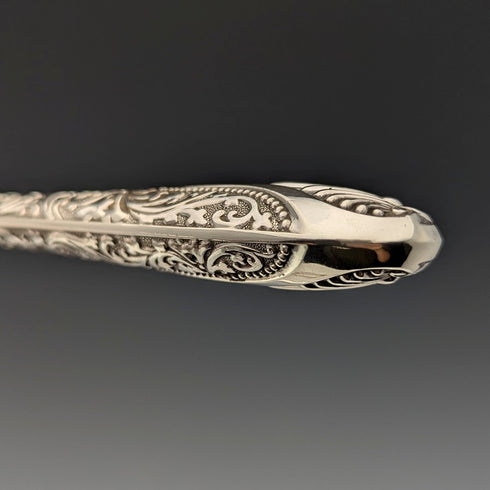 Circa 1890 British antique pure silver cutlery set of 6 pairs, total weight 655g, John Aldwinckle & Thomas Slater, wooden box