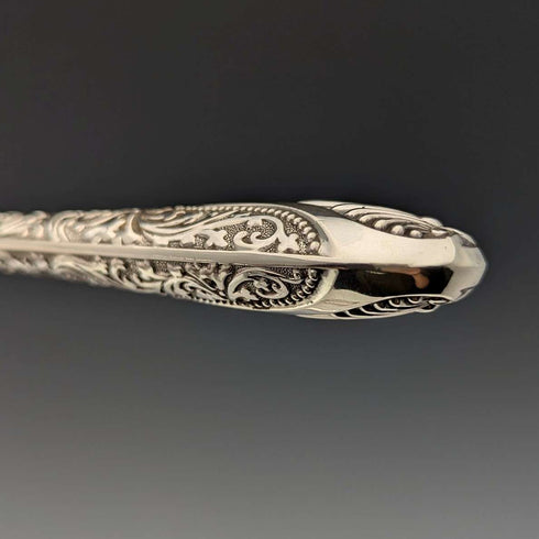 Circa 1890 British antique pure silver cutlery set of 6 pairs, total weight 655g, John Aldwinckle & Thomas Slater, wooden box