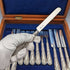 Circa 1890 British antique pure silver cutlery set of 6 pairs, total weight 655g, John Aldwinckle & Thomas Slater, wooden box