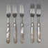 Circa 1890 British antique white mother-of-pearl handle dessert cutlery set of 5.5 in wooden box