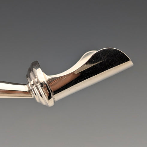 1890 British antique sterling silver and white mother of pearl handle tea caddy spoon Hilliard & Thomason