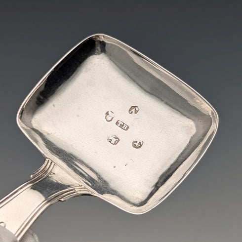 1822 British antique sterling silver tea caddy spoon by Thomas Bartleet