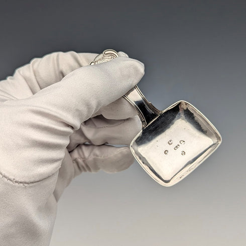 1822 British antique sterling silver tea caddy spoon by Thomas Bartleet