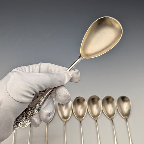 ドイツアンティーク コンチネンタルシルバー製 スプーン10+1セット 計205g
