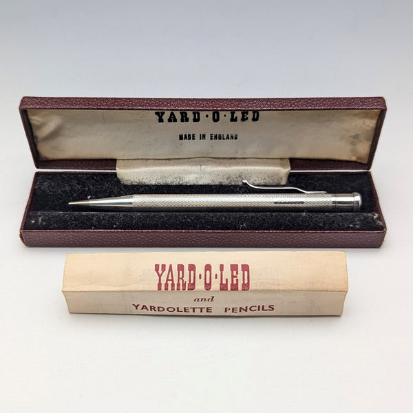 1954 British Yard O'Red Sterling Silver Push-Pull Pencil with Refills and Case