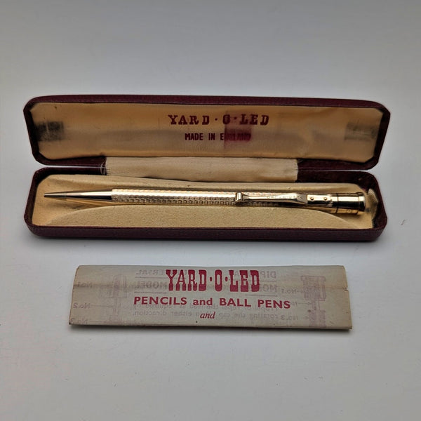 British Vintage Yard O' Red Rolled Gold Propelled Pencil in Case