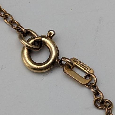 英國復古 14 克拉卷金書形盒式吊墜項鍊