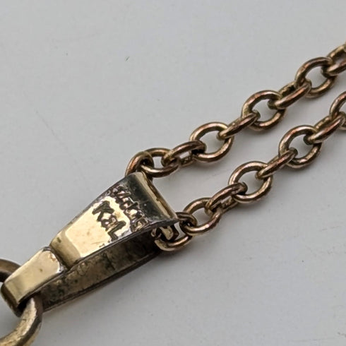 英國復古 14 克拉卷金書形盒式吊墜項鍊