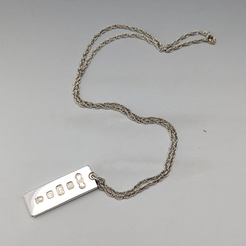 1977 年英國復古純銀錠吊墜 1 金衡盎司,附純銀鍊