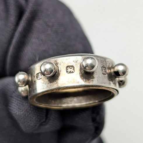 1900年頃 英国アンティーク 純銀製アルバートチェーン 25g 純銀コンパス型フォブ