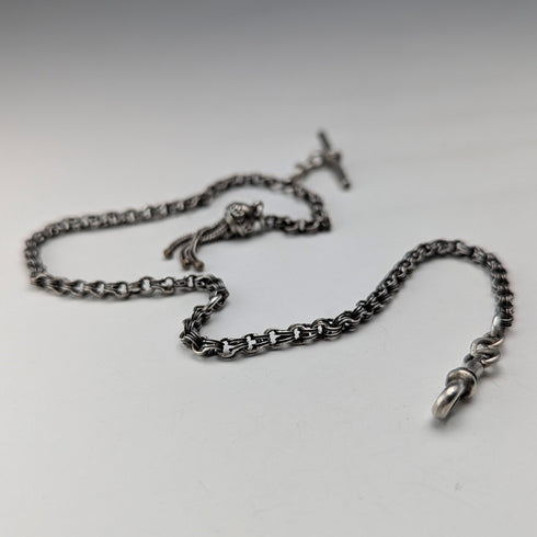 19世紀後半 英国アンティーク 純銀製アルバーティナ 12g 純銀タッセルフォブ