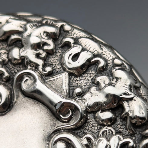 1902 British antique pure silver lid cut glass jar WJ Myatt & Co