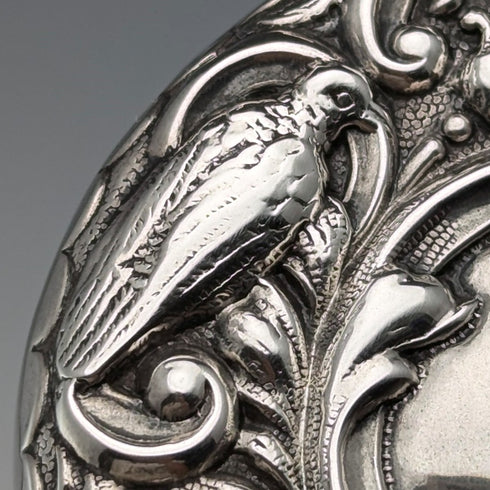 1902 British antique pure silver lid cut glass jar WJ Myatt & Co