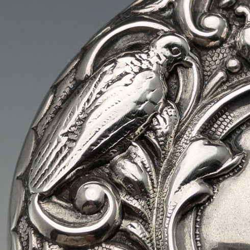 1902 British antique pure silver lid cut glass jar WJ Myatt & Co