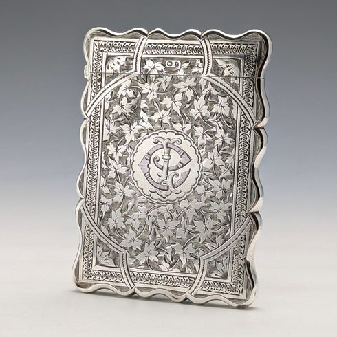 1897 British antique sterling silver card case 66g George Randle