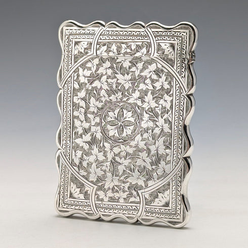 1897 British antique sterling silver card case 66g George Randle