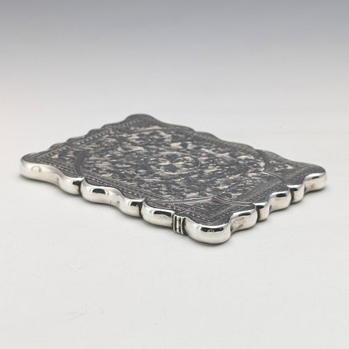 1897 British antique sterling silver card case 66g George Randle