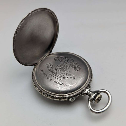 1900年左右 古董 ROSSKOPF 懷錶 直徑55mm 鐵路錶 可動品