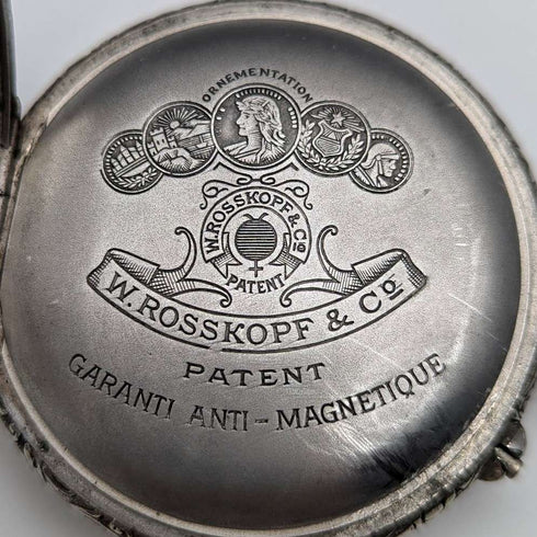 1900年左右 古董 ROSSKOPF 懷錶 直徑55mm 鐵路錶 可動品