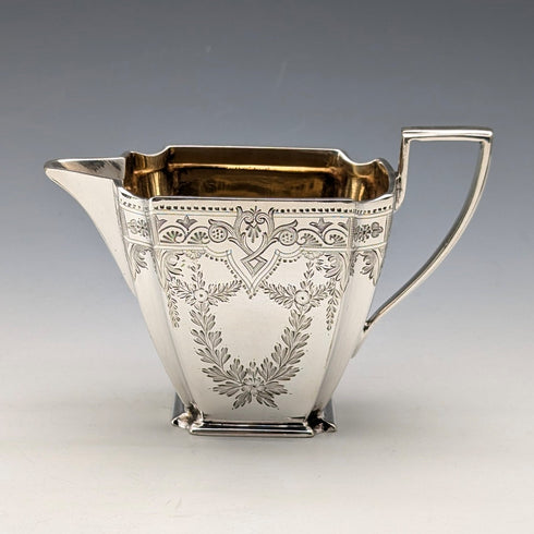 Antique British silver-plated tea set, circa 1894, 3-piece set, Atkin Brothers