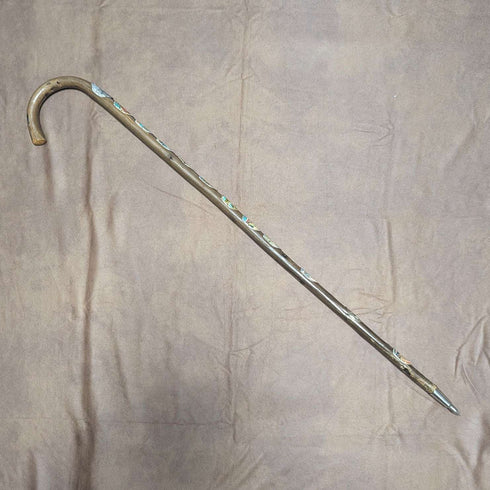 Vintage Men's European Tourist Walking Stick, Brown Shaft, 88cm