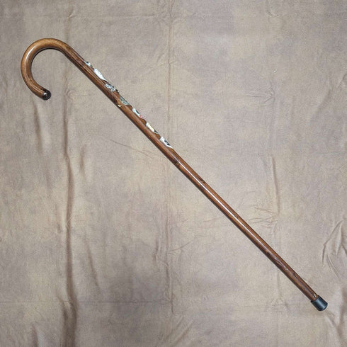 Vintage Men's Tourist Walking Stick, Brown Shaft, 94cm