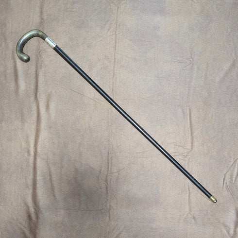 1918年 英国アンティーク 紳士用 純銀装飾 ホーンハンドル ステッキ 杖 82cm