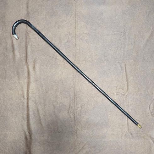 1929 British vintage gentleman's curved handle pure silver decorated walking stick, 83cm